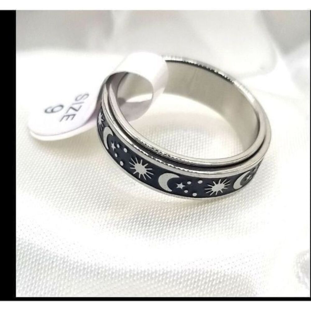 Fidget Rings for Anxiety Stainless Steel Anti Anxiety Spinner size 9 and 7